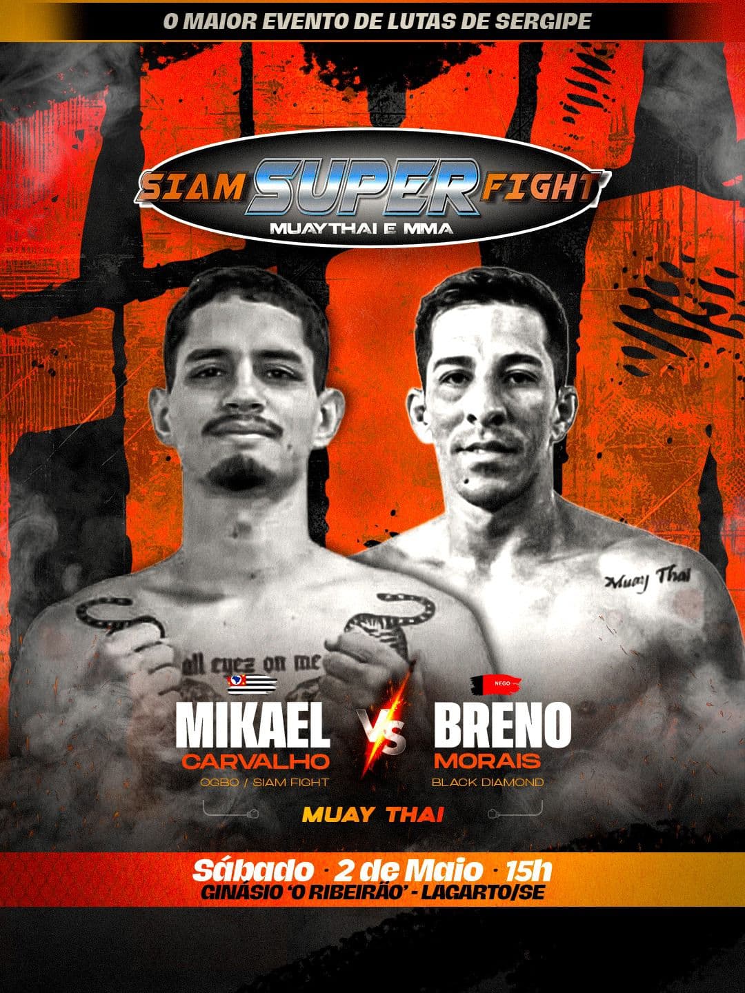 Siam Super Fight – 2ª edição promete grandes combates com muaythai e MMA em Lagarto (SE)
