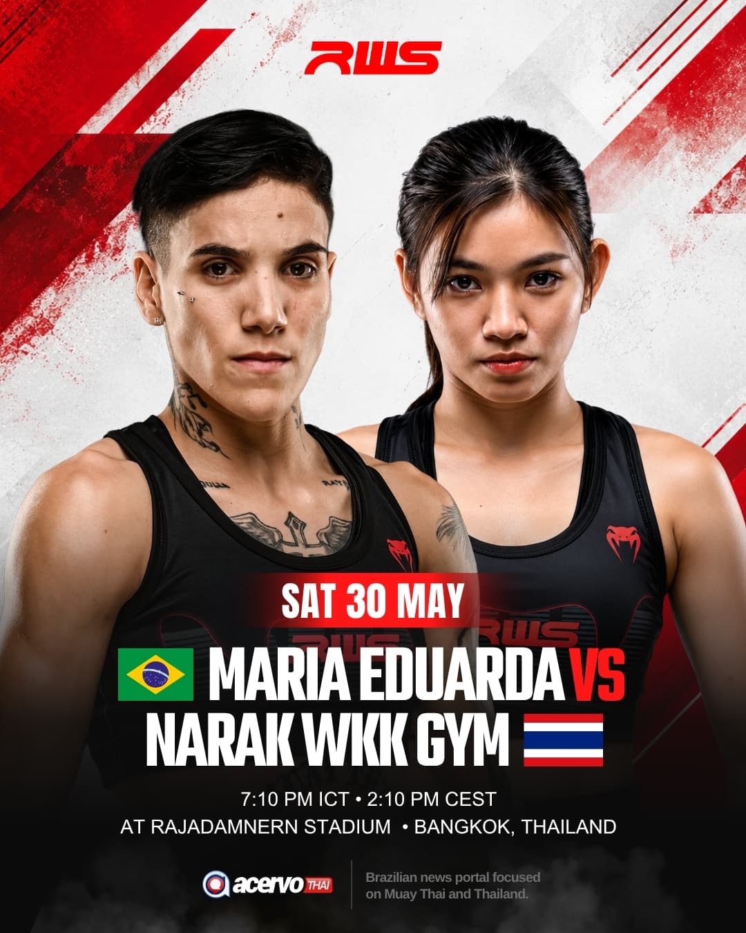 Maria Eduarda encara desafio contra Narak WKK Gym no dia 30 de maio