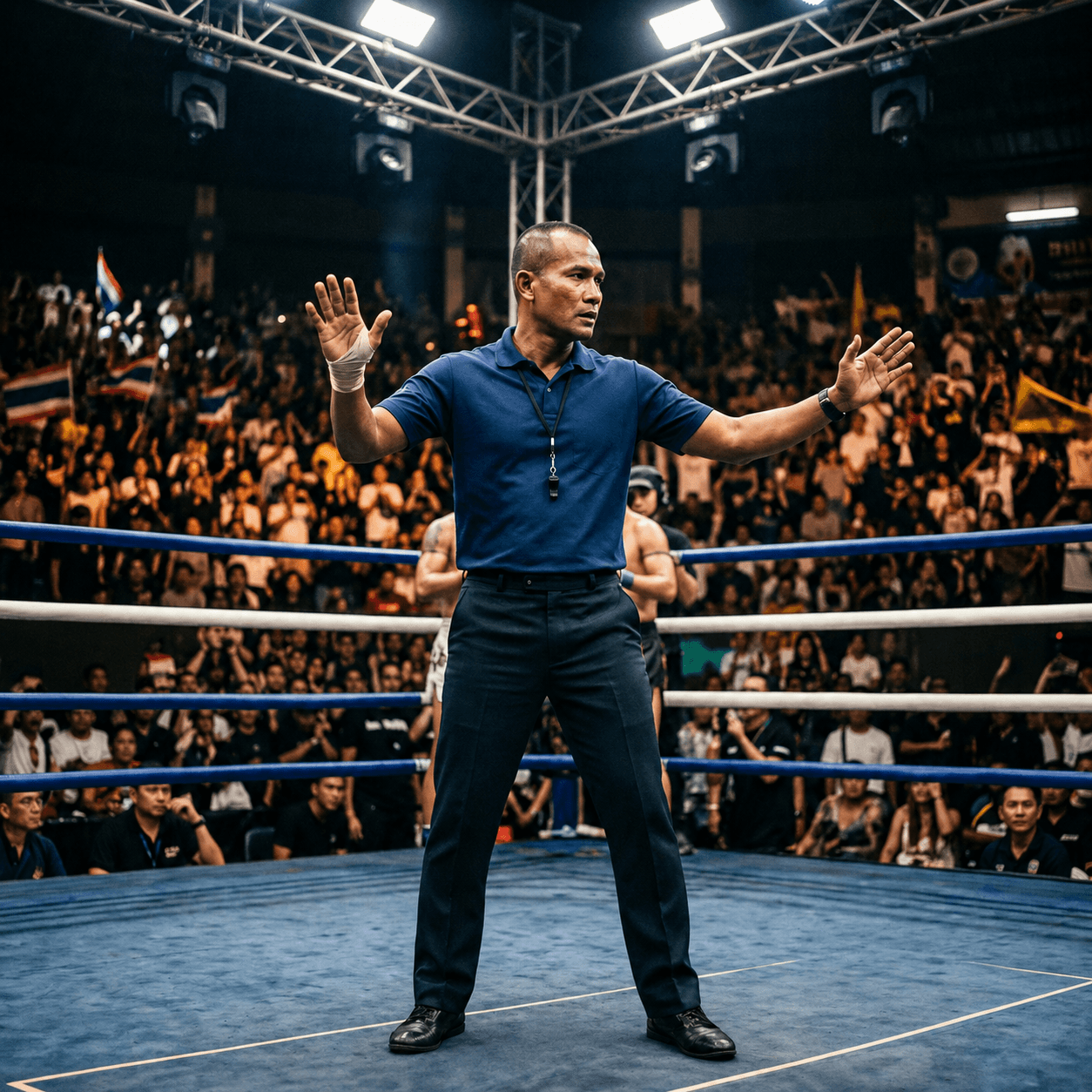 O poder do árbitro central em uma luta de Muaythai
